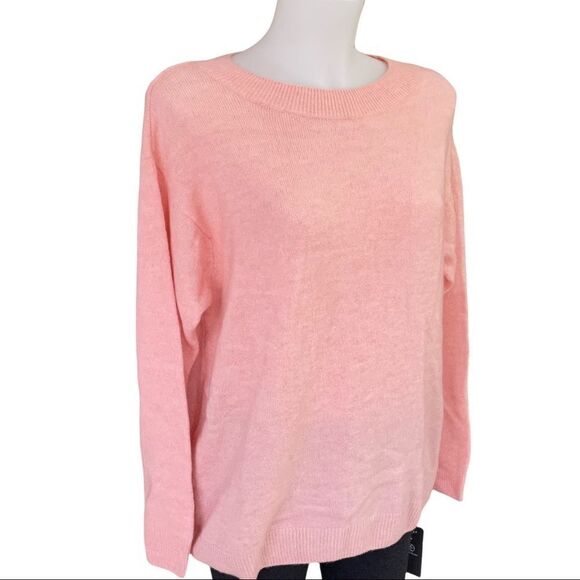 WOOLEN BLOOM WOOL BLEND PINK KNIT SWEATER OVERSIZED‎ ROUND NECK RIBBED TOP SZ S - Picture 3 of 10